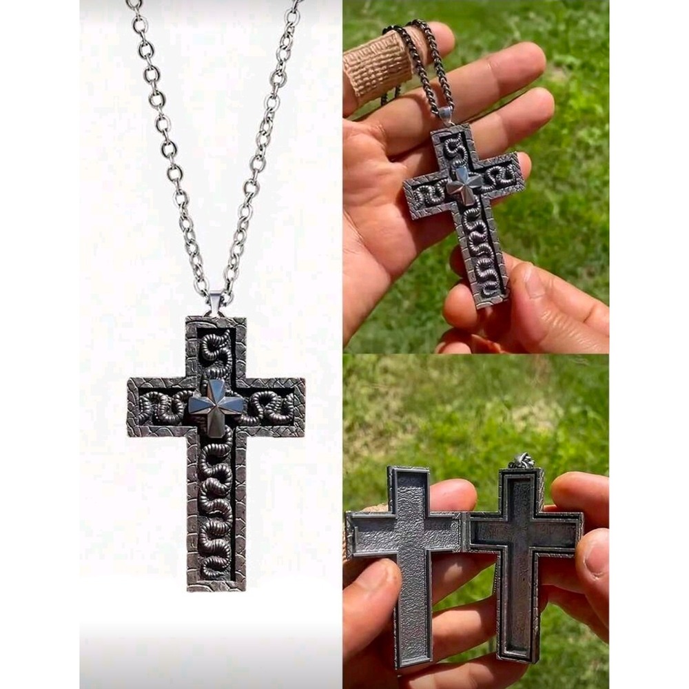 Gothic‎ Serpent Cross Pendant Necklace Stainless Steel Mens Womens